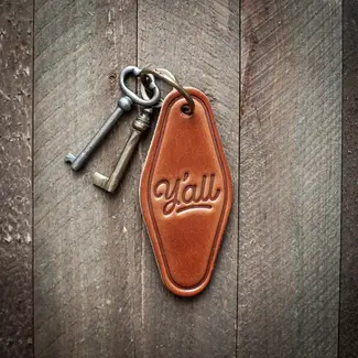 Y'All Leather Keychain Motel Style