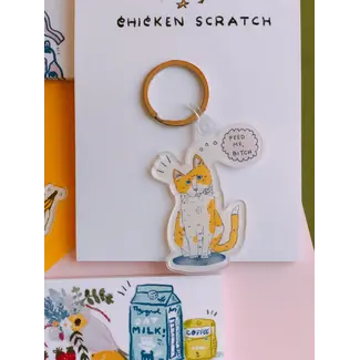 Emily Petrilla Illustrations Feed Me Cat Keychain