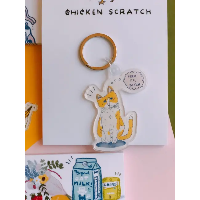 Emily Petrilla Illustrations Feed Me Cat Keychain
