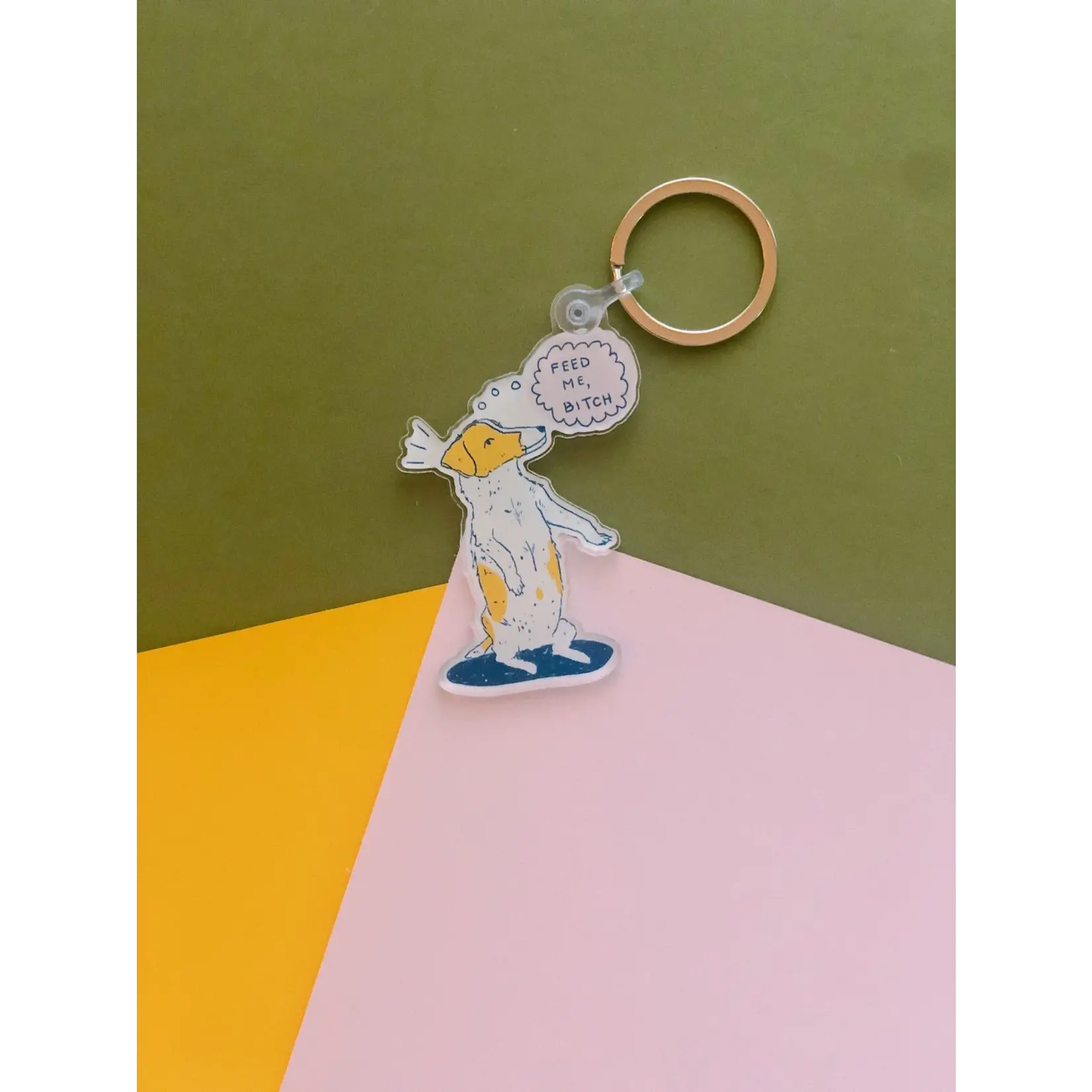 Emily Petrilla Illustrations Feed Me Dog Keychain