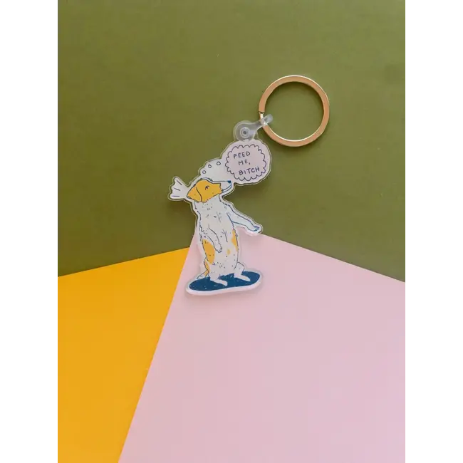 Emily Petrilla Illustrations Feed Me Dog Keychain