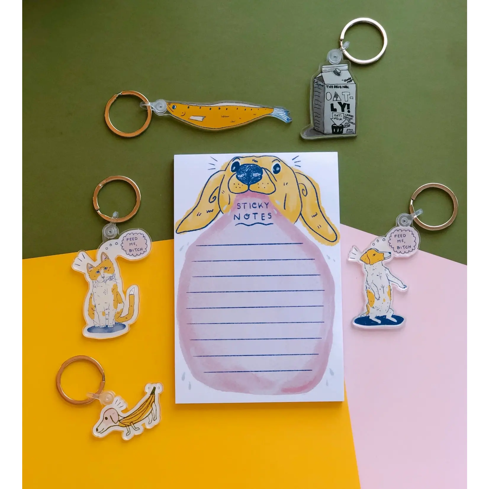 Emily Petrilla Illustrations Feed Me Dog Keychain