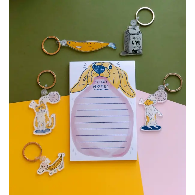 Emily Petrilla Illustrations Feed Me Dog Keychain