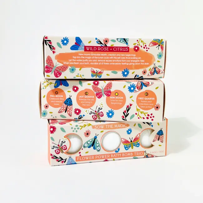 Sow the Magic Moon Phase Flower Power Bath Bomb Trio