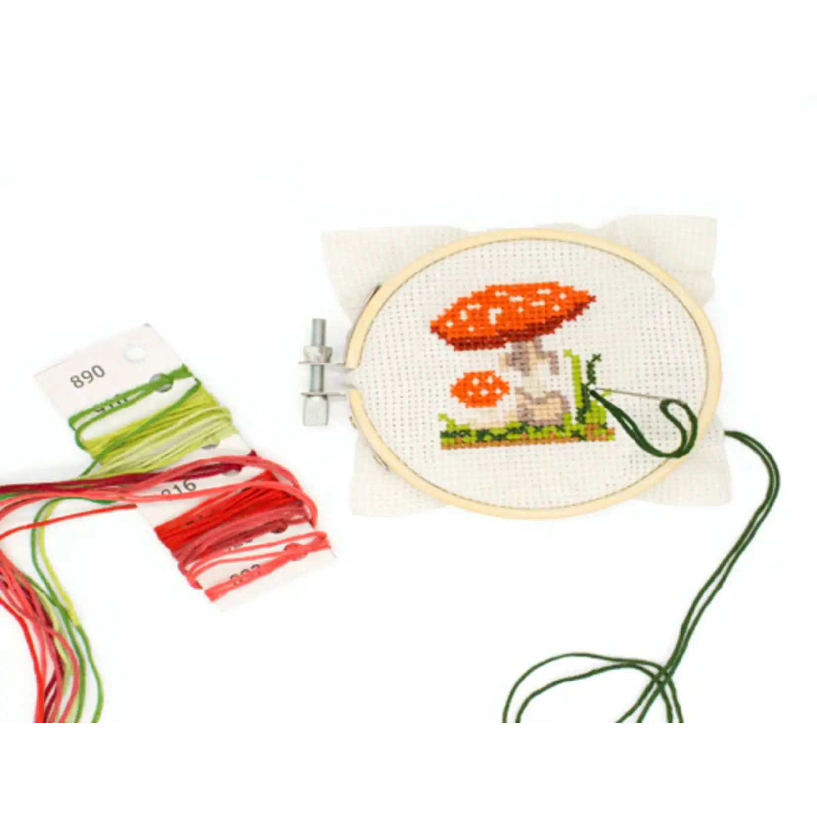Mini Cross Stitch Embroidery Kit - Mushroom