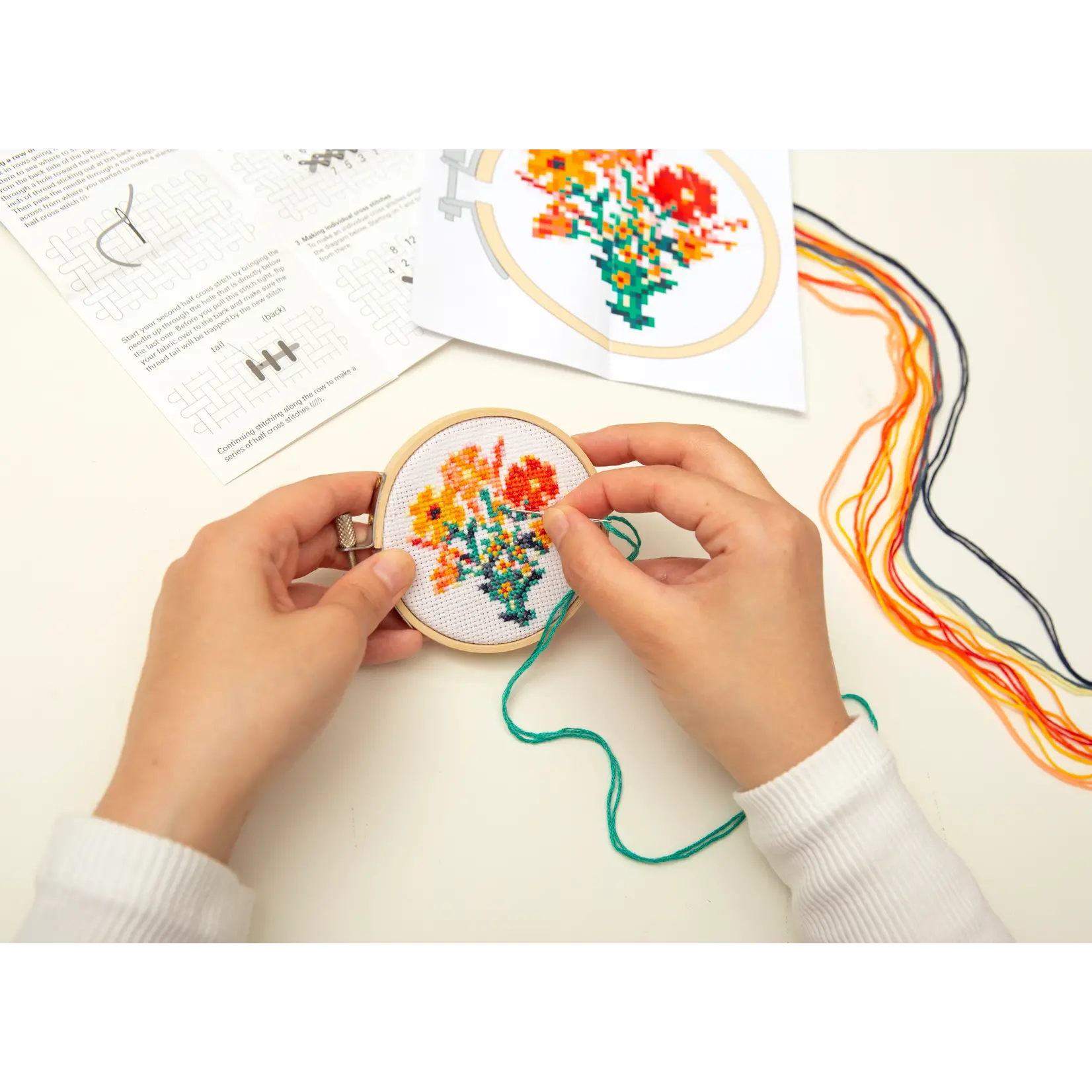 Mini Cross Stitch Embroidery Kit - Flowers