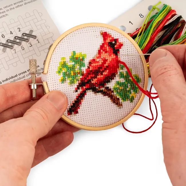 Mini Cross Stitch Embroidery Kit - Cardinal