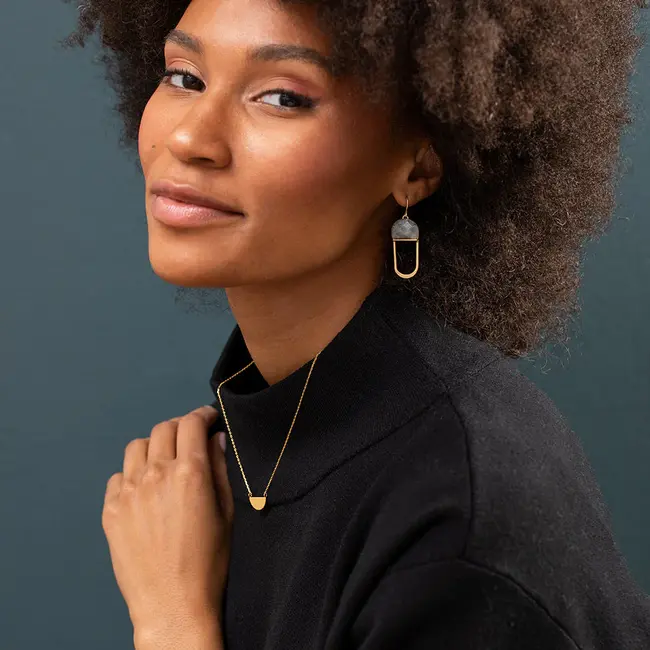 Modern Stone Chandelier Earrings - African Turquoise + Silver