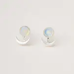 Stone Moon Phase Ear Jacket - Opalite + Silver