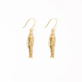 Sally Fish Dimensional Brass Earrings
