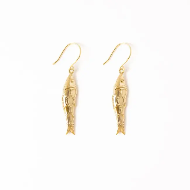Sally Fish Dimensional Brass Earrings