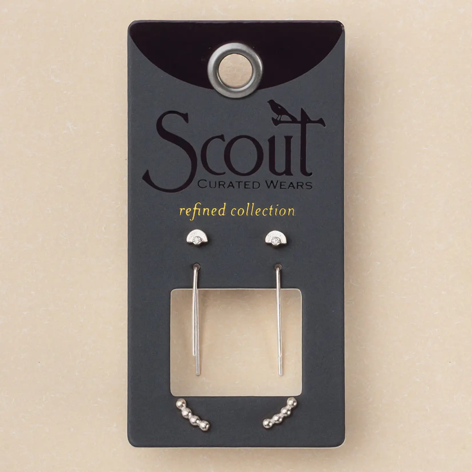 Refined Stud Trio Earrings - Venus Silver