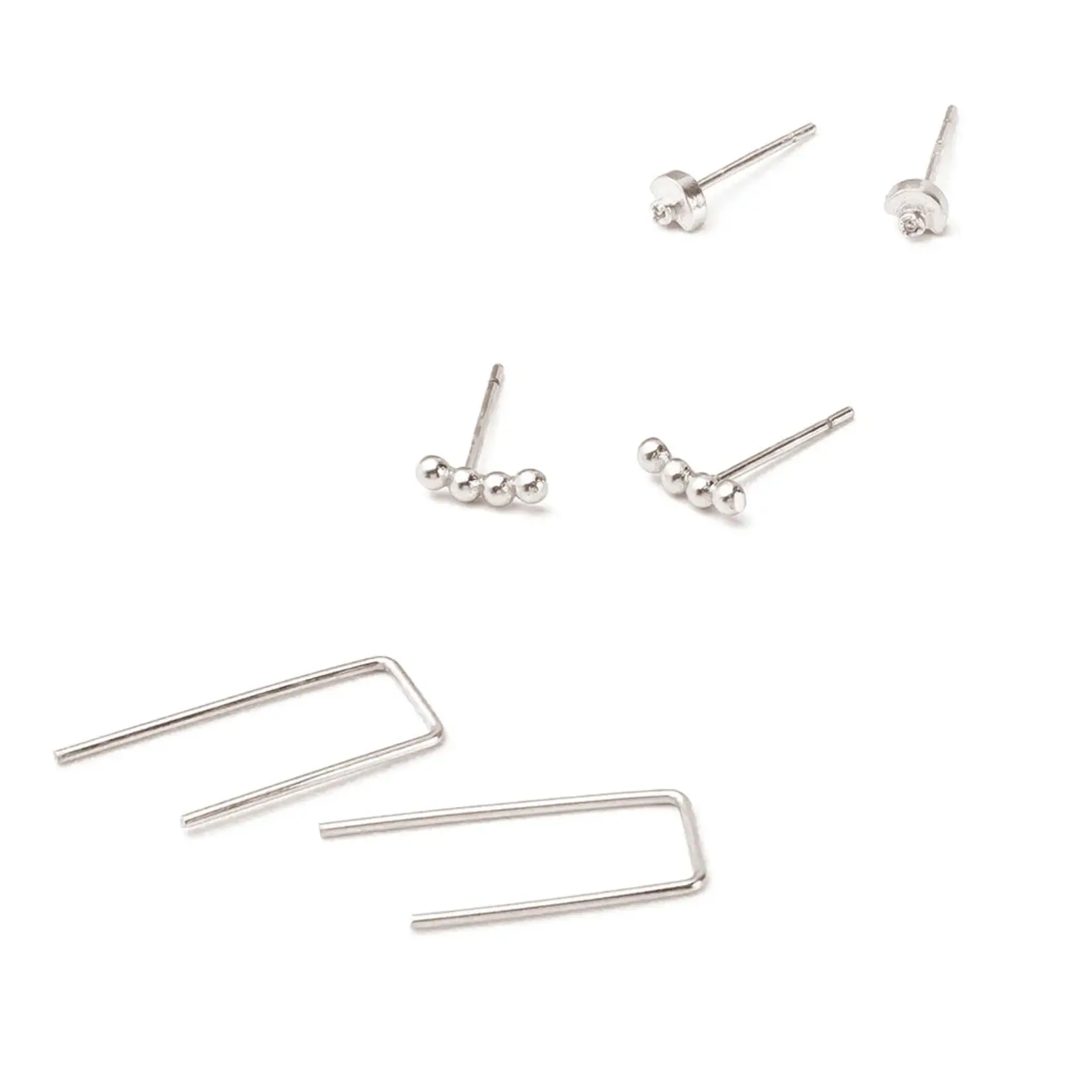 Refined Stud Trio Earrings - Venus Silver