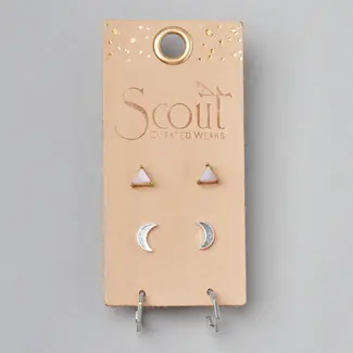 Stud Trio Earrings - Ella Silver