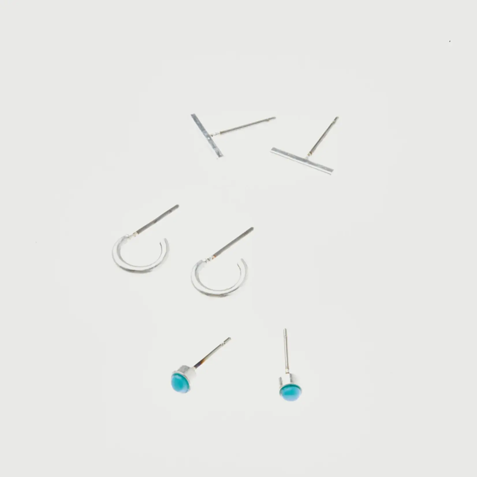 Stud Trio Earrings - Scarlett Silver