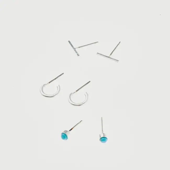Stud Trio Earrings - Scarlett Silver