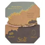 Delicate Bracelet + Necklace Wrap - Pink Opal + Gold
