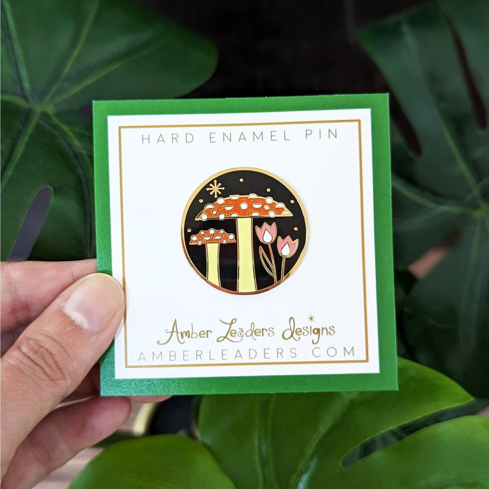 Mushroom + Flowers Enamel Pin