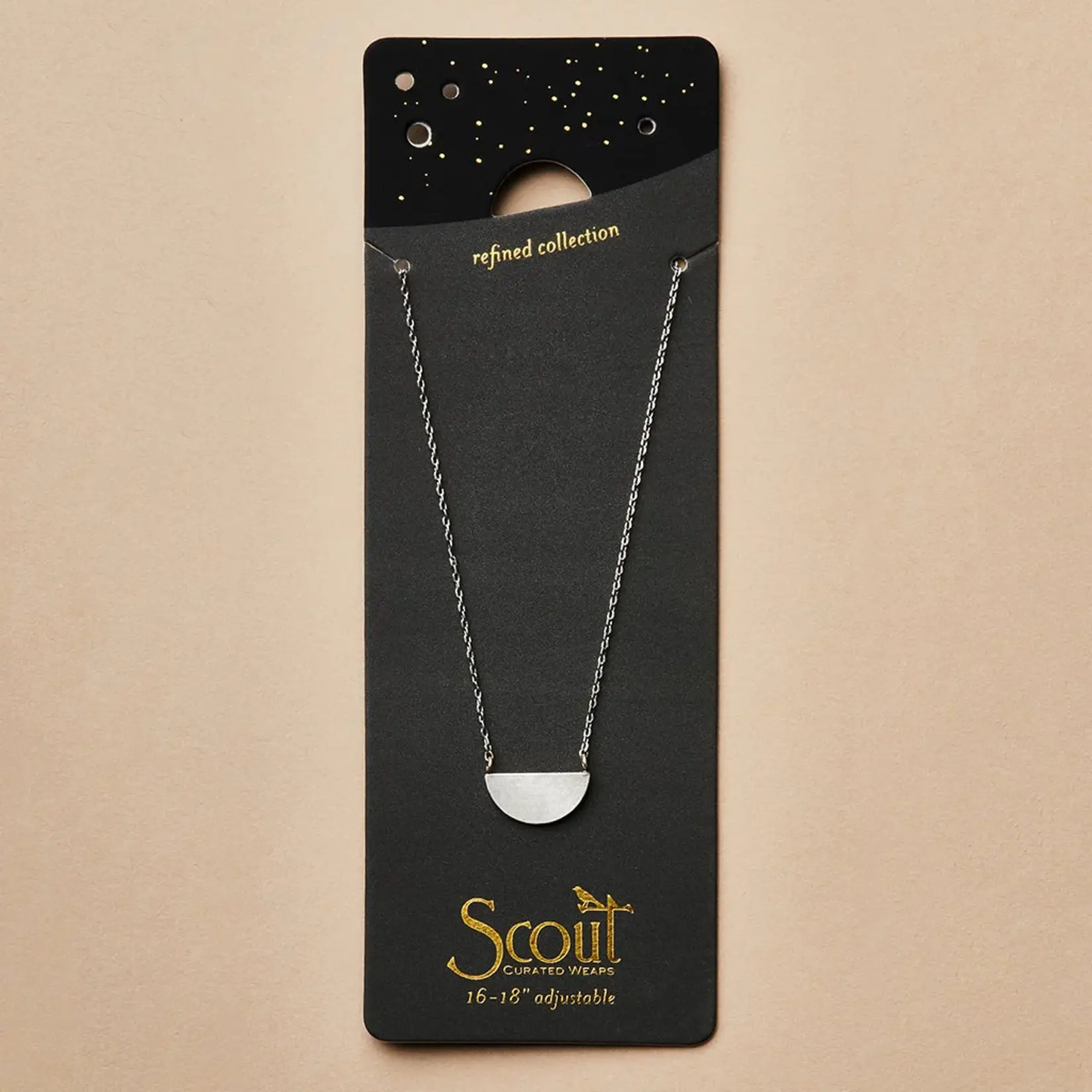 Refined Necklace - Silver Half Moon