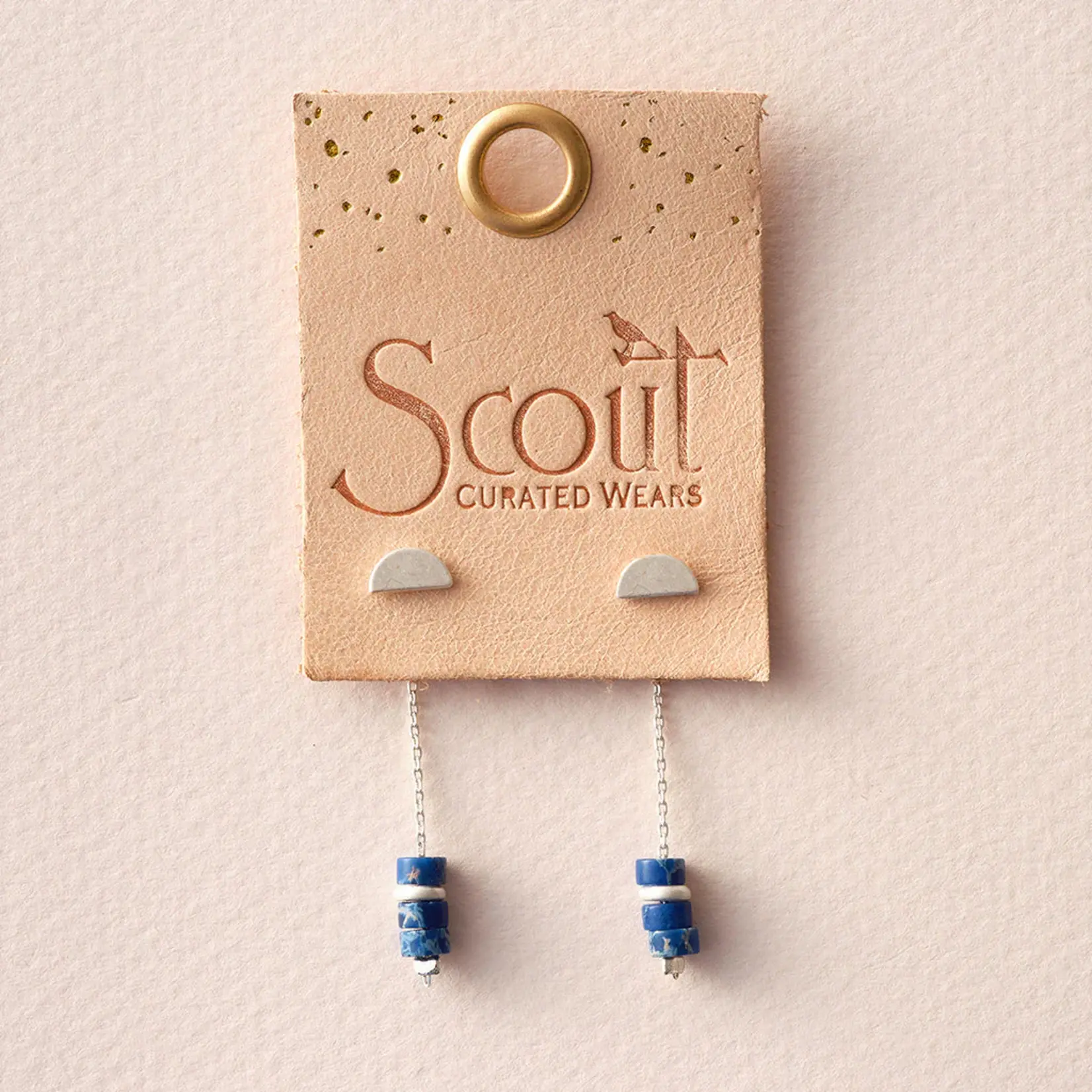 Stone Meteor Thread/Jacket Earrings - Lapis + Silver