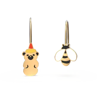 Yellow Owl Hanging Earrings - Bear + Honey Bee