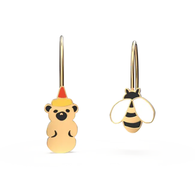 Yellow Owl Hanging Earrings - Bear + Honey Bee