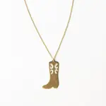 Lacey Boot Pendant Necklace Brass