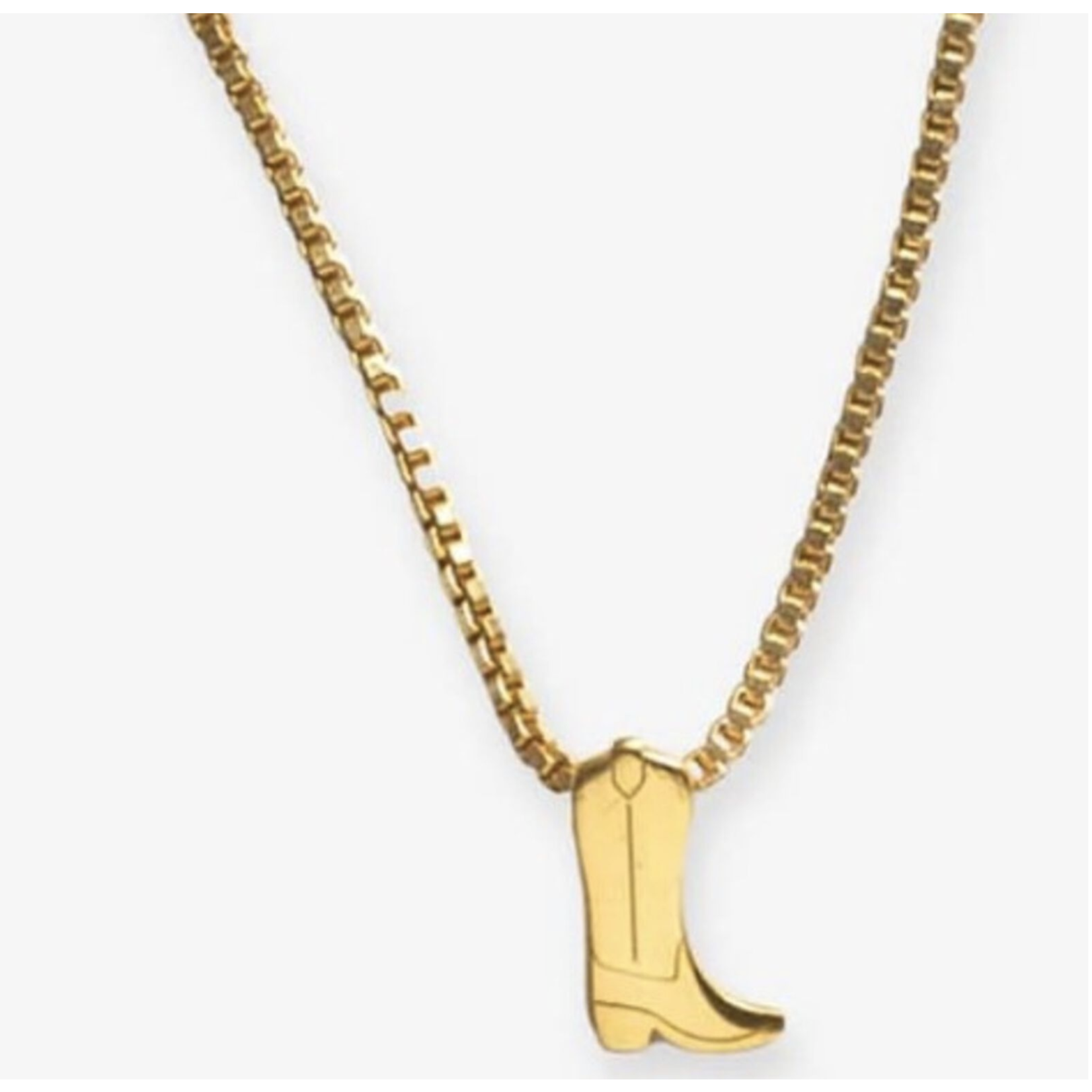 Alice Cowboy Boot Pendant Brass Necklace