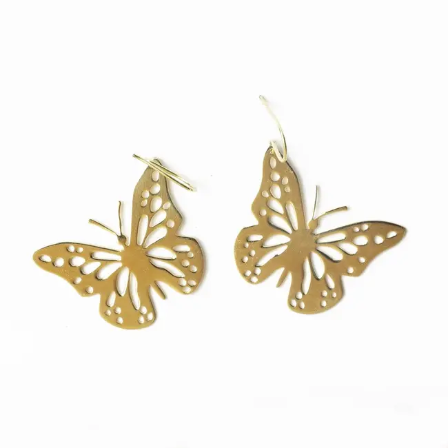 Monica Butterfly Dangle Brass Earrings