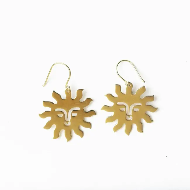 Lane Sun Dangle Brass Earrings