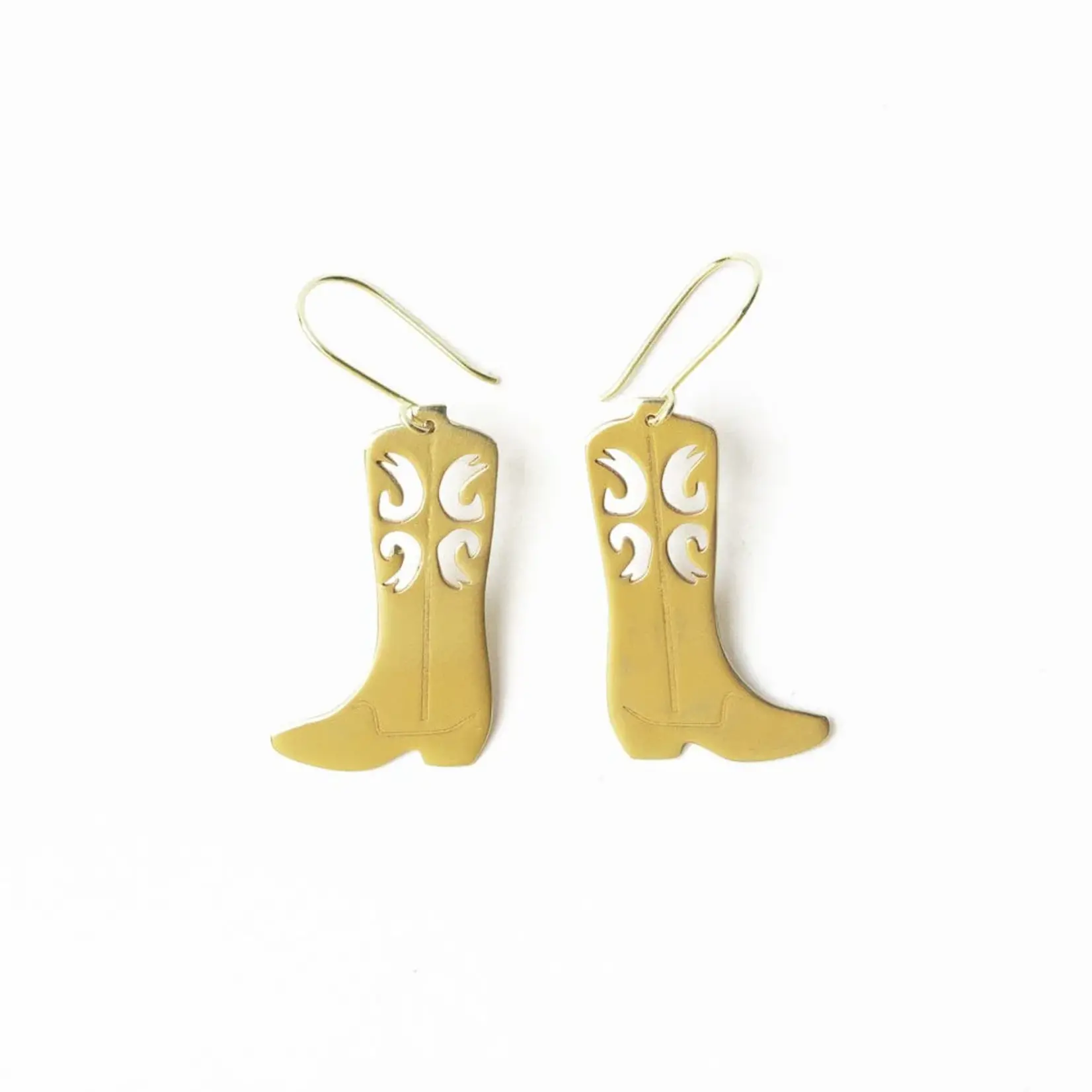 Lacey Boot Dangle Brass Earrings