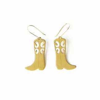Lacey Boot Dangle Brass Earrings