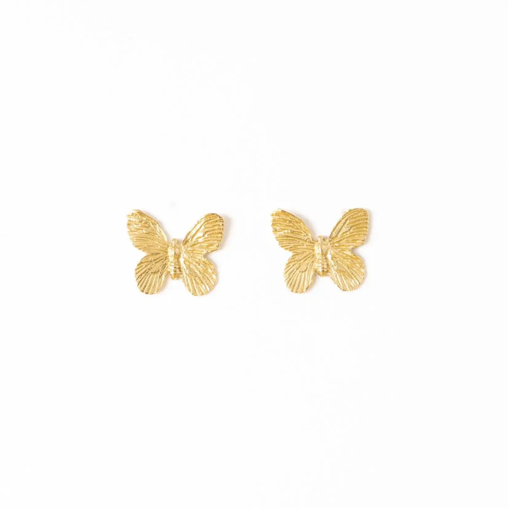 Phoebe Butterfly Post Brass Earrings