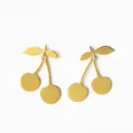 Cheri Cherry Dangle Post Brass Earrings