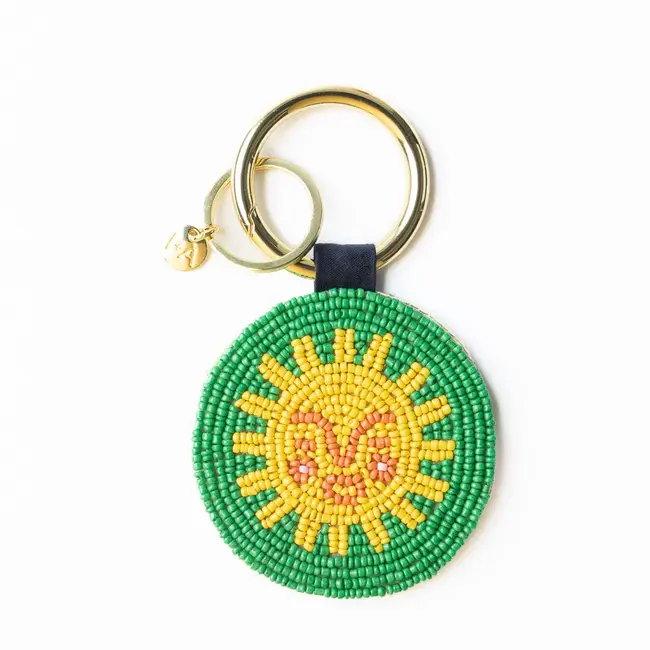 Kelsey Seed Bead Key Ring - Yellow Green Sun