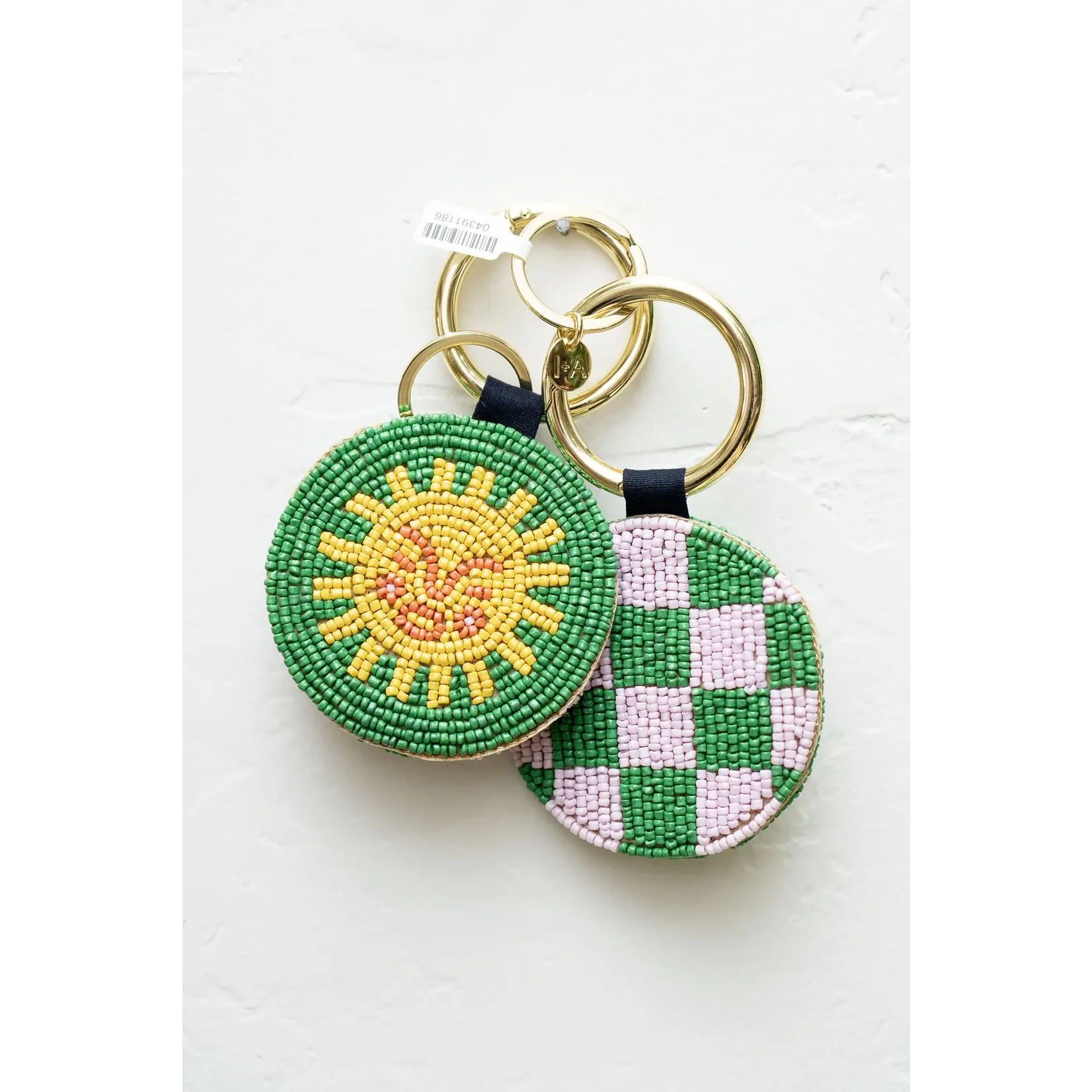 Kelsey Seed Bead Key Ring - Yellow Green Sun
