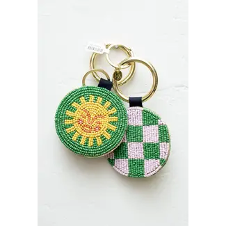 Kelsey Seed Bead Key Ring - Yellow Green Sun