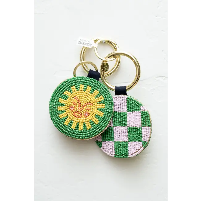Kelsey Seed Bead Key Ring - Yellow Green Sun