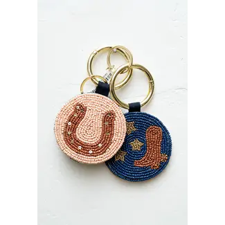Kelsey Seed Bead Key Ring - Navy Boot