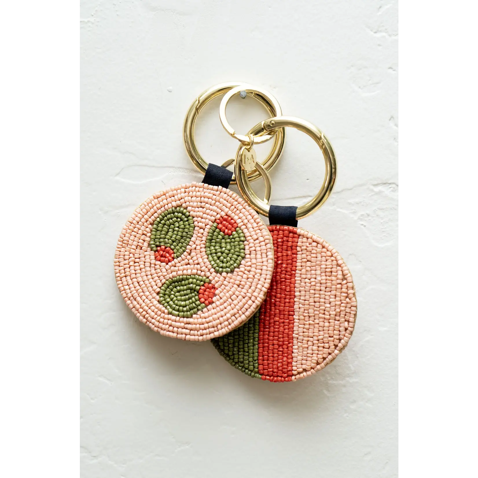 Kelsey Seed Bead Key Ring - Blush Olives