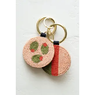 Kelsey Seed Bead Key Ring - Blush Olives