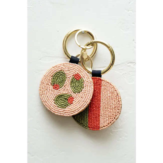 Kelsey Seed Bead Key Ring - Blush Olives
