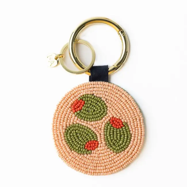 Kelsey Seed Bead Key Ring - Blush Olives