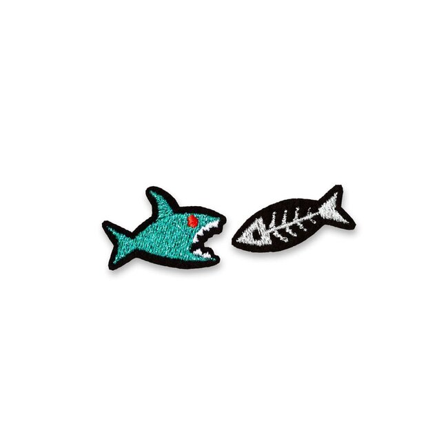 Iron-on Patch - Small Shark + Fishbone