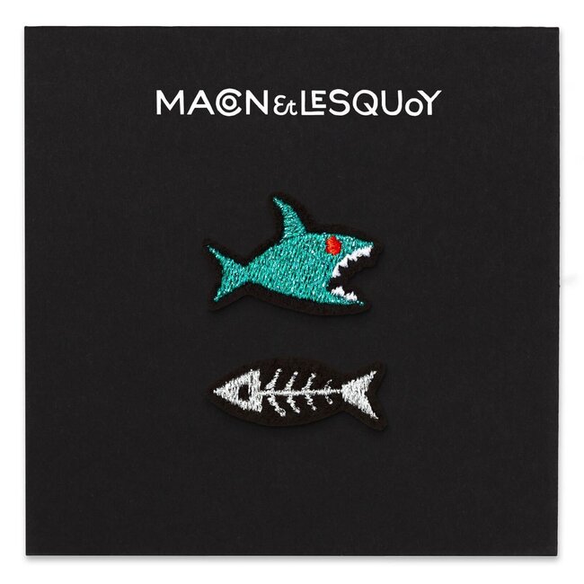 Iron-on Patch - Small Shark + Fishbone