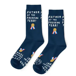 Yellow Owl Socks - Father of the Freaking Year (Large)