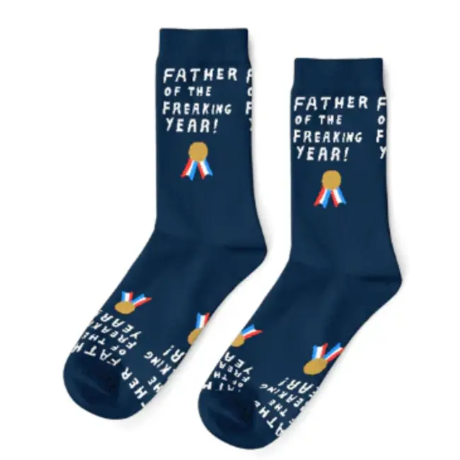 Yellow Owl Socks - Father of the Freaking Year (Large)