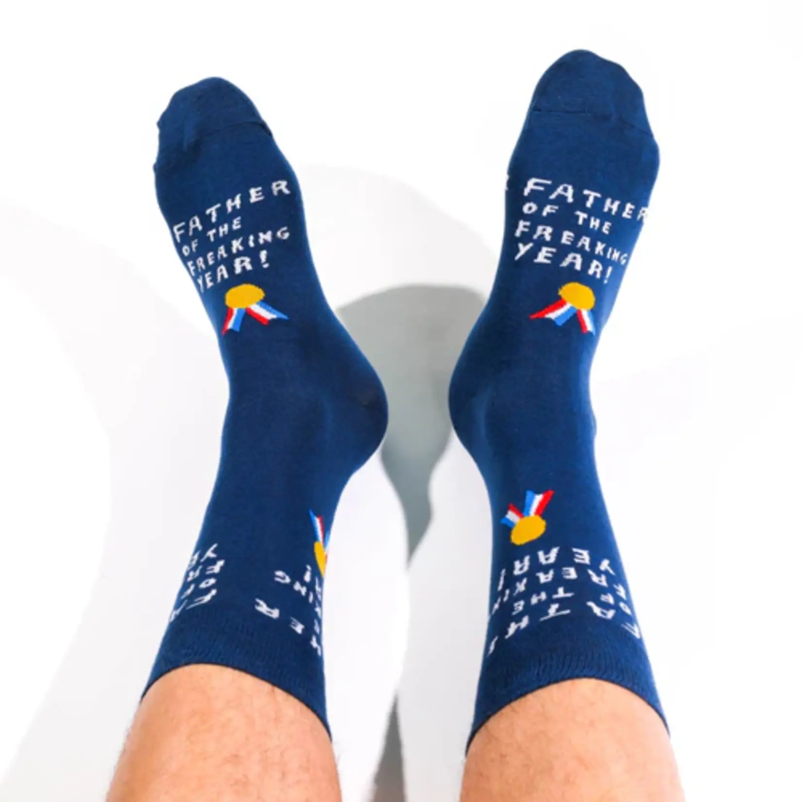 Yellow Owl Socks - Father of the Freaking Year (Large)