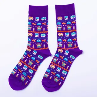 Yellow Owl Socks - Vintage Gamer (Large)