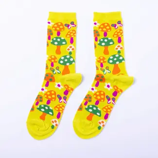 Yellow Owl Socks - Womens Mushroom (Small)